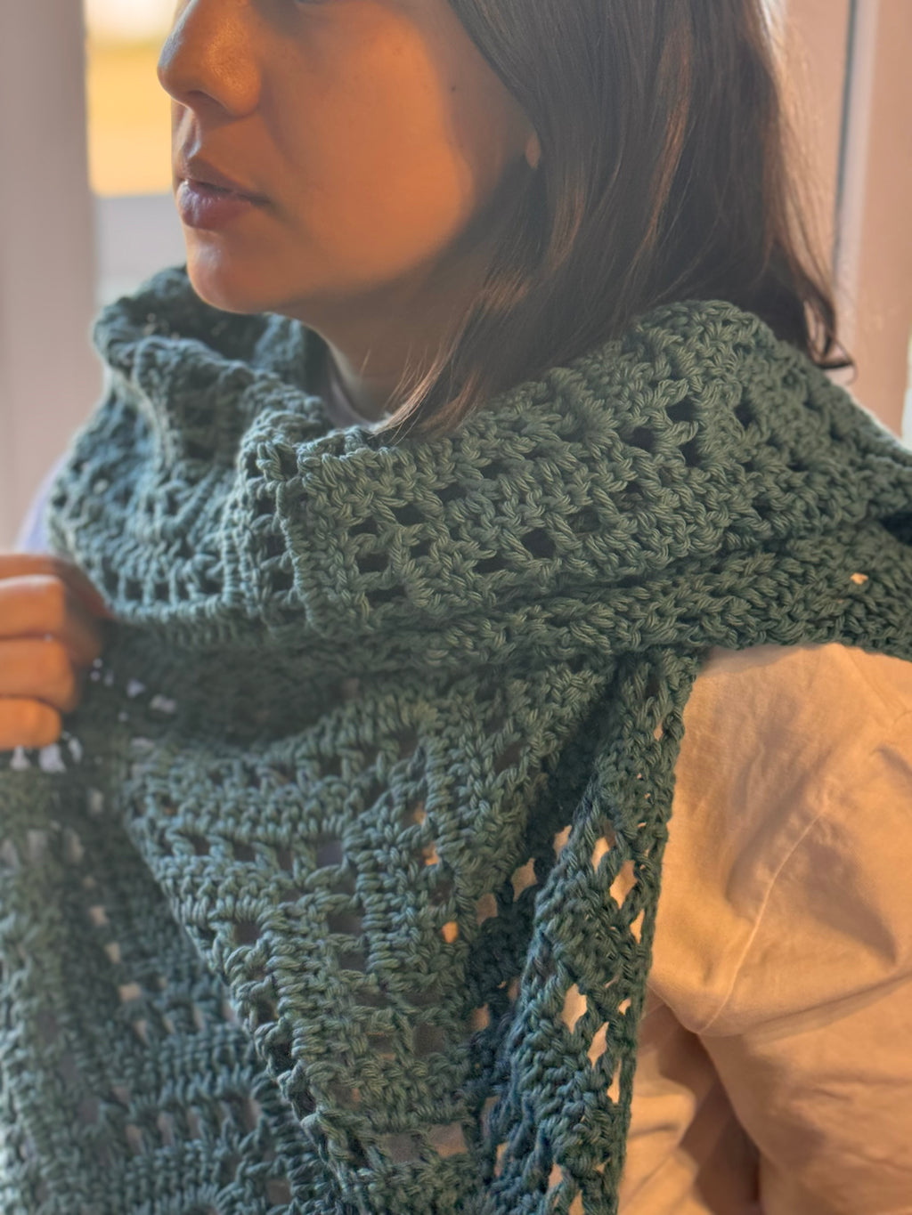 Bufanda Agua Marina • 100% Algodón Tejida