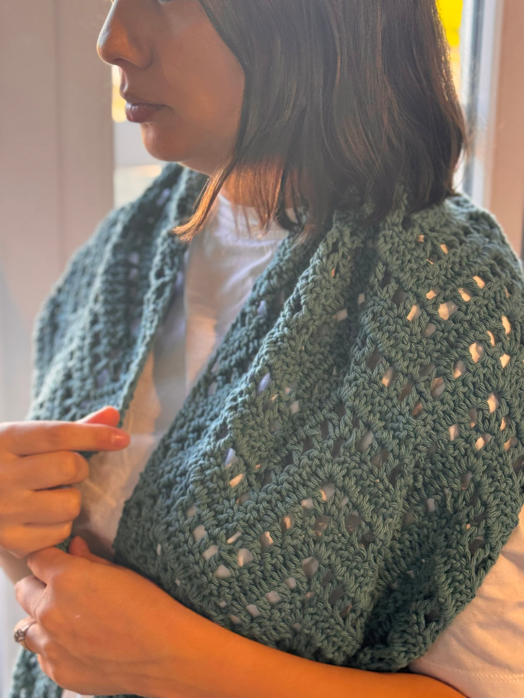 Bufanda Agua Marina • 100% Algodón Tejida