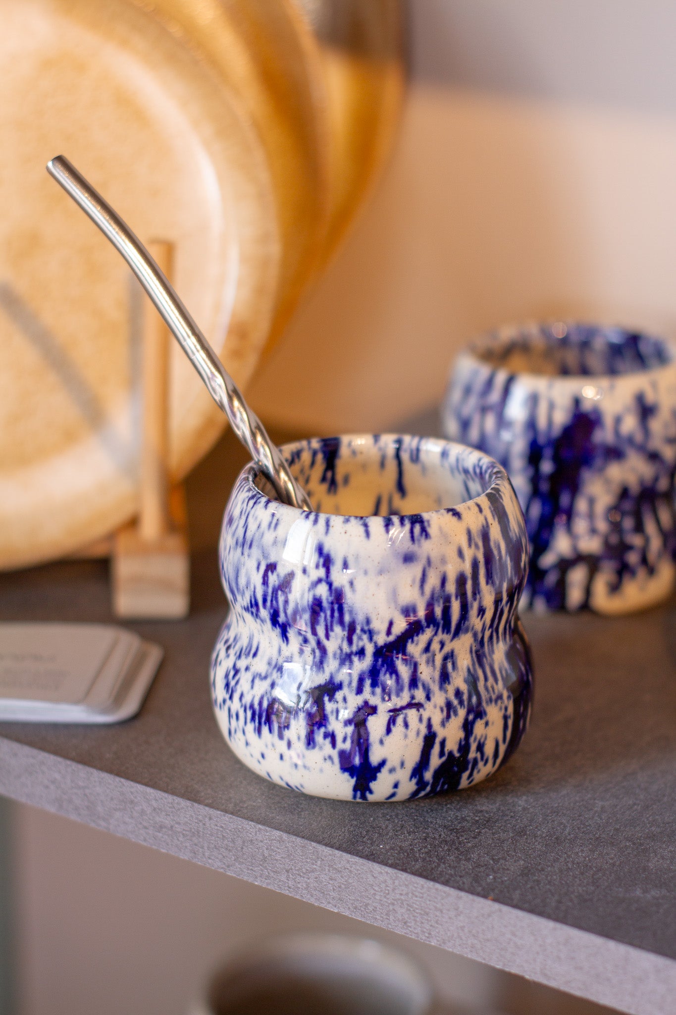 Mate de Cerámica Azul Manchitas