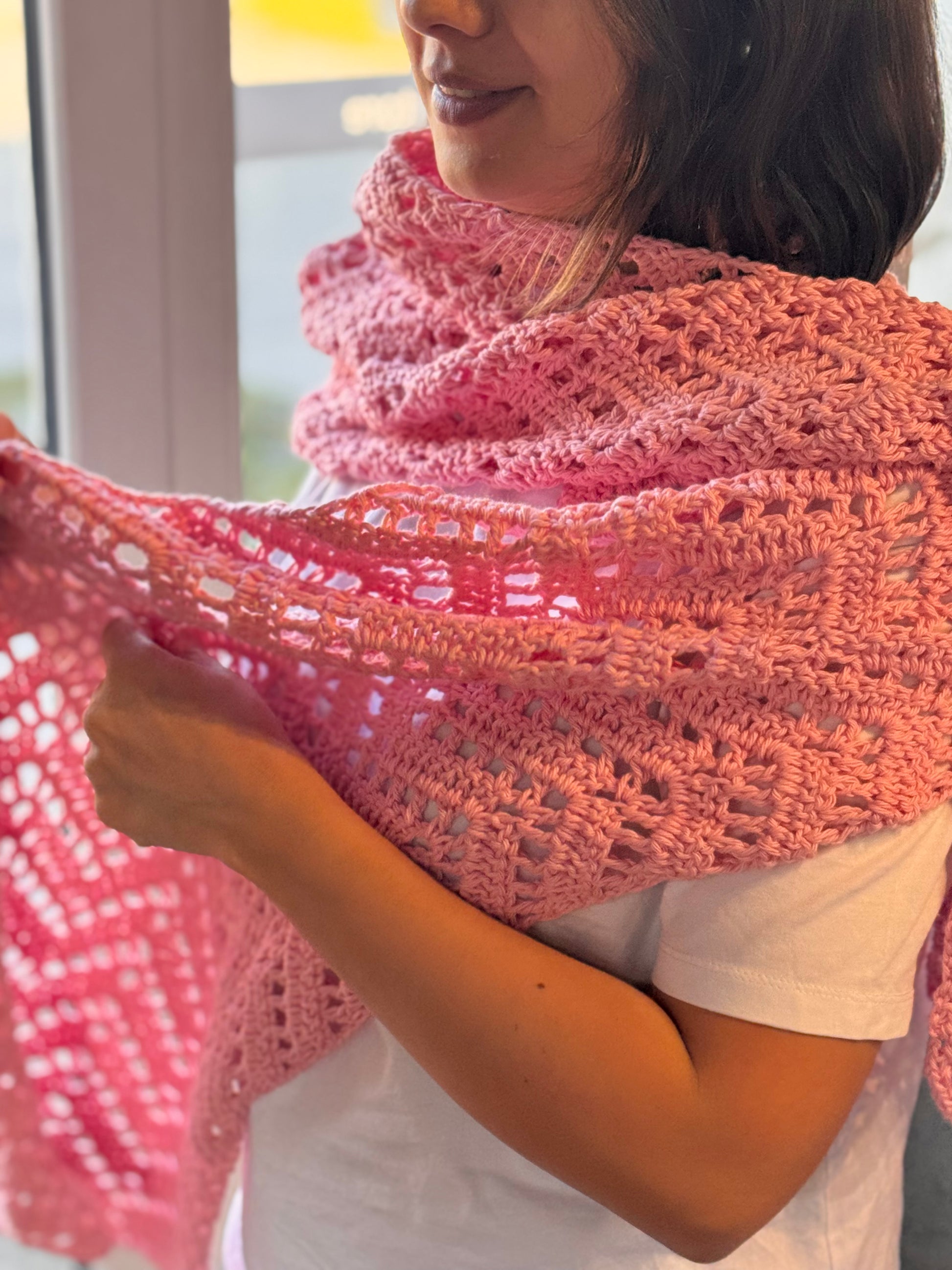 Bufanda Rosa • 100% Algodón Tejida