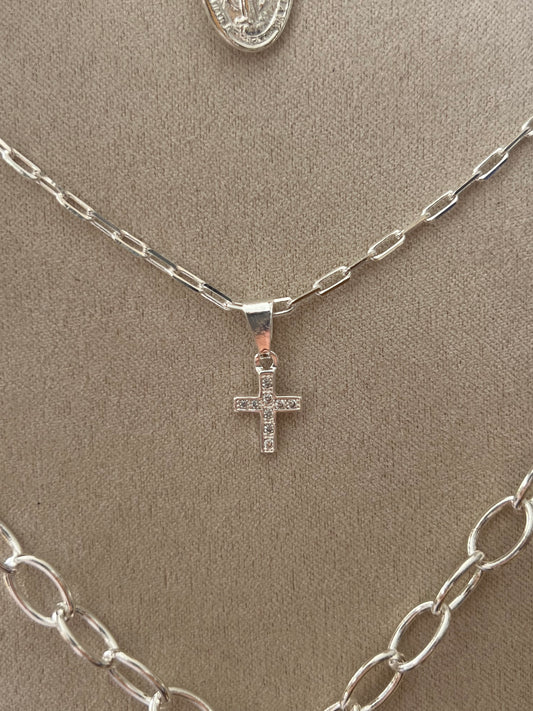 Collar Mini Cruz Plata