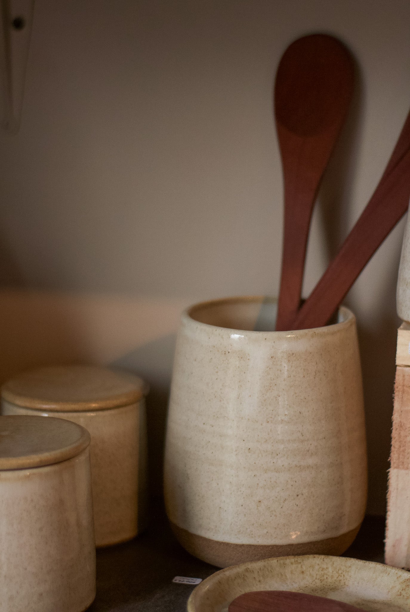 Porta Utensilios de Cerámica Beige